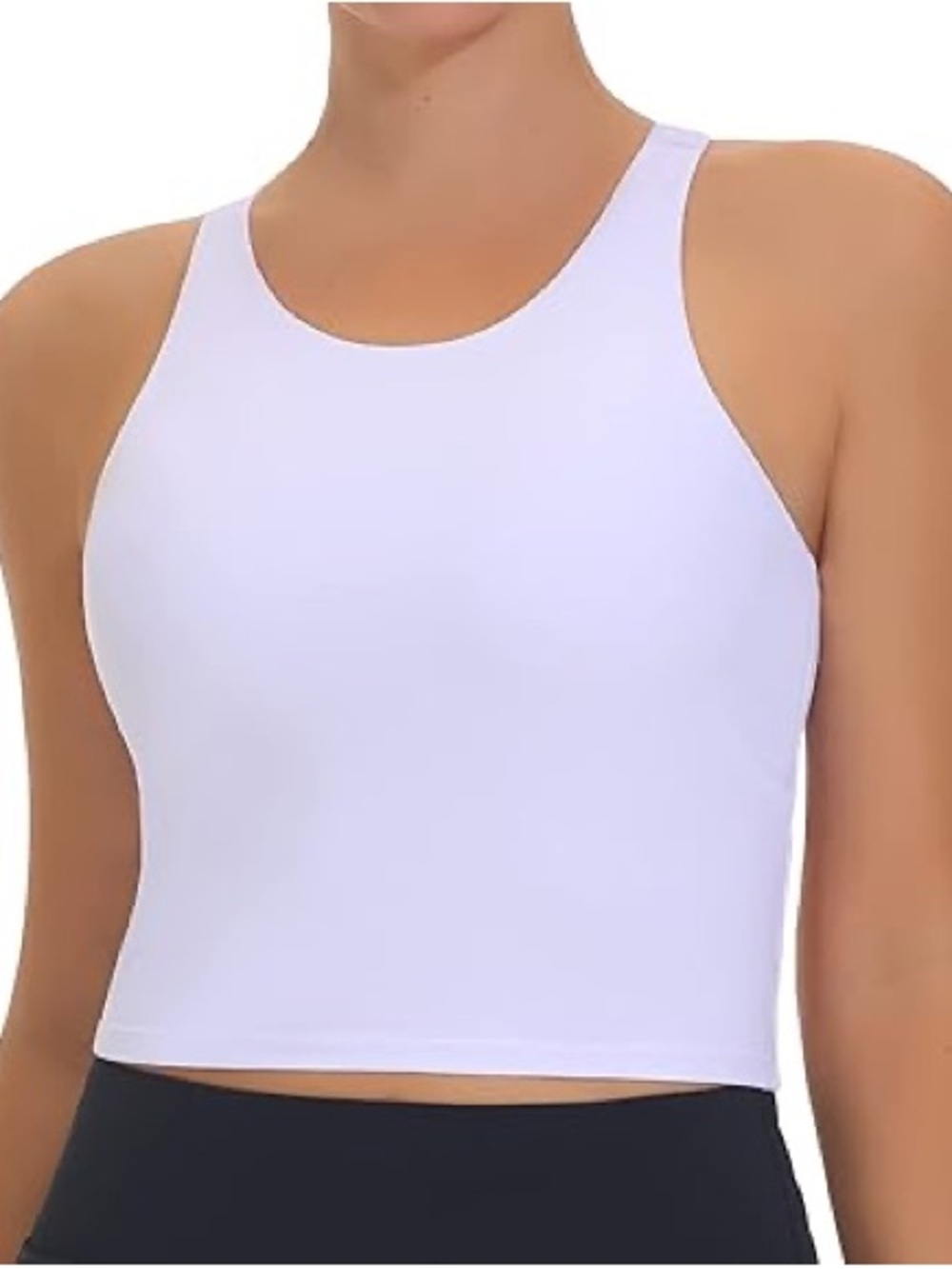 NWT White High-Neck Racerback Crop Top